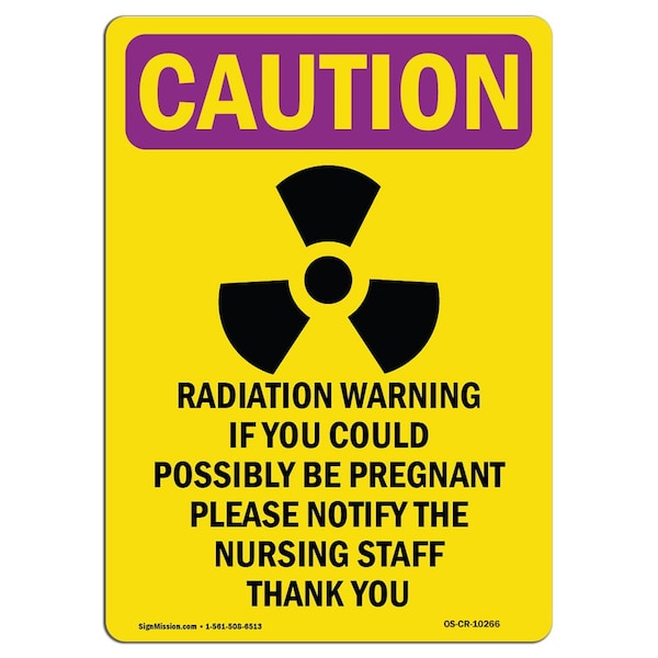 OSHA RADIATION, Radiation Warning W/ Symbol, 5in X 3.5in Decal, 10PK, OS-CR-D-35-V-10266-10PK
